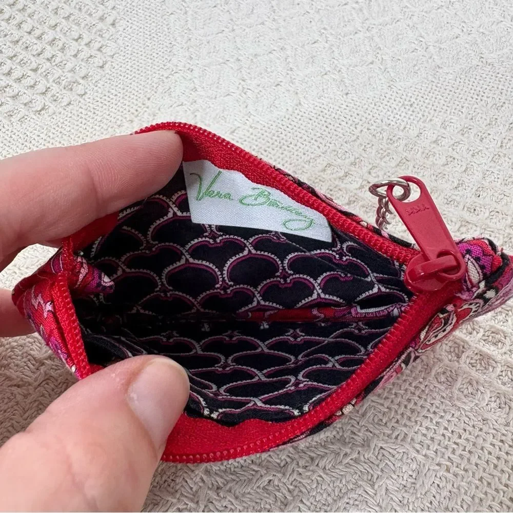 Vera Bradley Frankly Scarlett Zip ID Case Coin Purse Red Floral - Picture 5 of 6